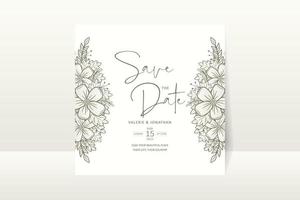 Wedding invitation with floral outline vector