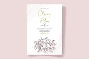 Wedding invitation with floral outline vector