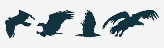 Set of eagle silhouettes vector