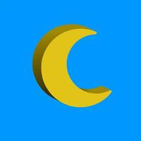 3D moon icon vector