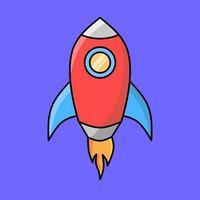 Cute rocket vector with outline
