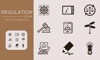 Regulation simple concept icons set. Contains such icons compliance, guideline, rule, law and more, can be used for web and apps. vector