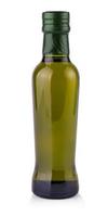 botella de aceite de oliva sobre fondo blanco foto