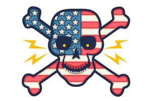 calavera con bandera de estados unidos vector