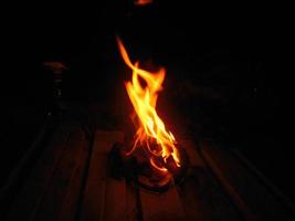 fire in the night. The bonfire is usually lit when there are outdoor activities photo