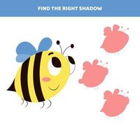 Find the right shadow for cartoon bee. vector