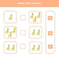 More.Less.Equal.Educational game for kids. vector