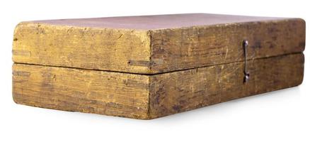 The old wooden box isolated on white photo