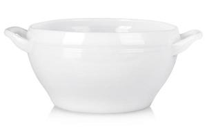 deep white plate with handles for soup photo