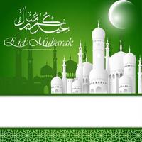 Eid Mubarak background with mosque.vector vector