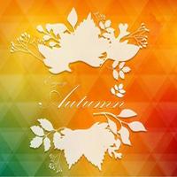 Frame from autumnal leaves on white silhouette background vector