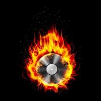 Fire burning CD black background vector