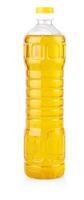 vegetable or sunflower oil in plastic bottle isolated with clipping path included photo