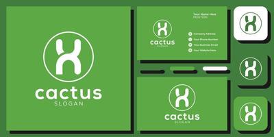 cactus elegant modern rounded sans serif font letter initial alphabet serif font with business card template vector