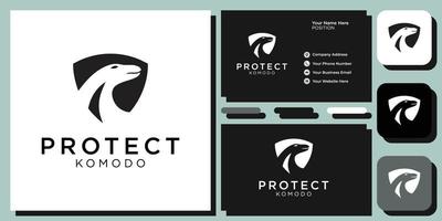 protect komodo animals predator dragons tongue sniff with business card template vector