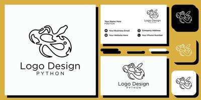 snake design animal large exotic skin serpent python with business card template vector