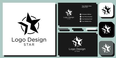 star combination symbol arrow movement black white geometry with business card template vector