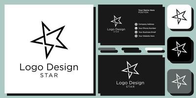 star symbol initial letter font combination black white simple with business card template vector