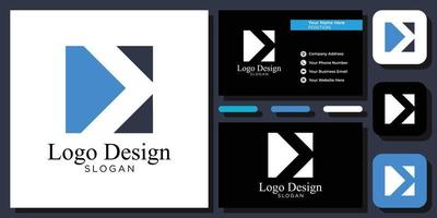 elegant modern square arrow movement blue symbol color with business card template vector