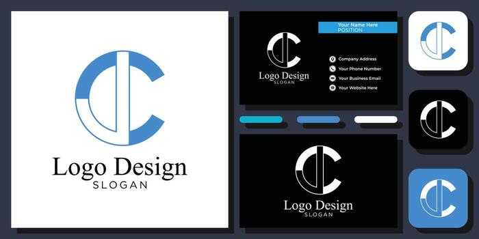 elegant modern sans serif font letter initial alphabet serif font with business card template vector