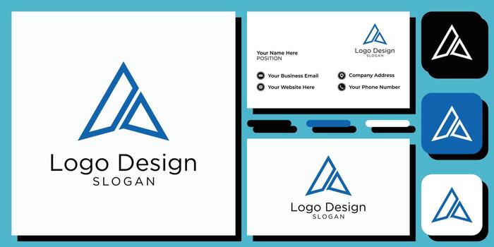 elegant modern sans serif font letter initial alphabet serif font with business card template vector