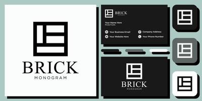 brick elegant initial letter alphabet serif font modern abstract combination with business card template vector