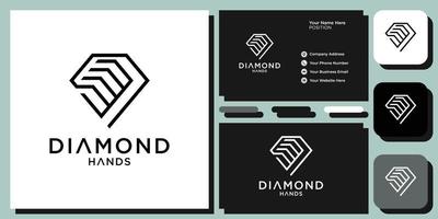 luxury diamond hands combination symbol gemstone finger shiny with business card template vector