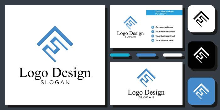 elegant modern sans serif font letter initial alphabet serif font with business card template vector