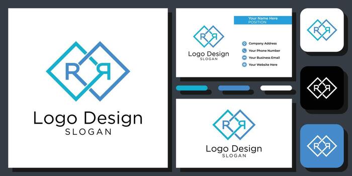 elegant modern sans serif font letter initial alphabet serif font with business card template vector