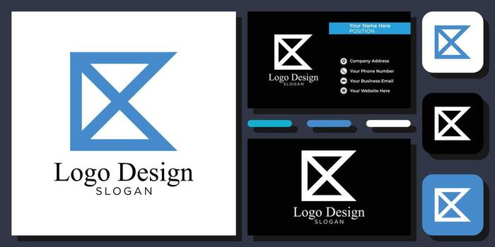 elegant modern sans serif font letter initial alphabet serif font with business card template vector