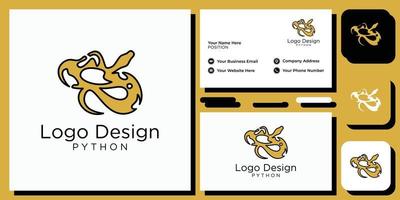 snake design animal large exotic skin serpent python with business card template vector