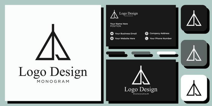 elegant modern sans serif font letter initial alphabet serif font with business card template vector