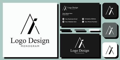 elegant modern sans serif font letter initial alphabet serif font with business card template vector