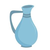 Ceramic jug. Capacity for drink.  Decorative kitchen tool, household utensil. vector