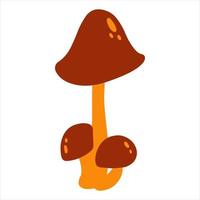 Vector Illustration of hand drawn mushroom in cartoon childish style on white background, fall elements for baby apparel, textile and product design, wallpaper, wrapping paper, card, scrapbooking