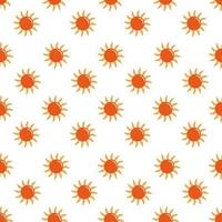 Seamless pattern with suns in retro style. Vector illustration of vintage sun in orange color isolated on white background