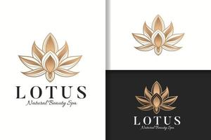 Golden lotus flower logo template vector