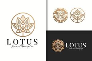 Golden lotus flower logo and icon template vector