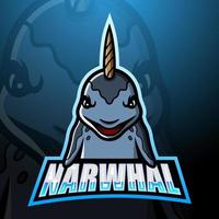 Narwhal mascot esport logo design vector