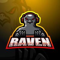 Raven game player esport mascot logo design vector