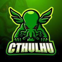 diseño de logotipo de esport de mascota cthulhu verde vector