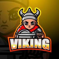 diseño de logotipo de esport de mascota vikinga vector