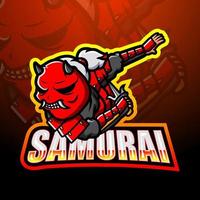 diseño de logotipo de esport de mascota samurai vector