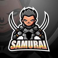 diseño de logotipo de esport de mascota samurai vector