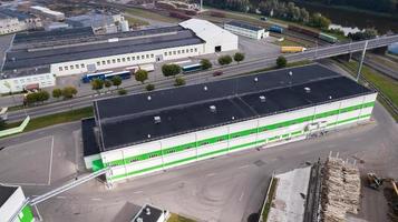 industrial enterprise woodworking top view aerial photography from a drone photo