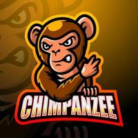 diseño de logotipo de esport de mascota de chimpancé vector