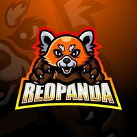 Red panda mascot esport logo design vector