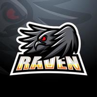 diseño de logotipo de mascota raven esport vector