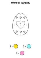 Color cute Easter egg by numbers. Worksheet for kids. vector