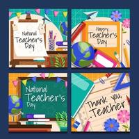 National Teacher Day Celebration Social Media Post vector